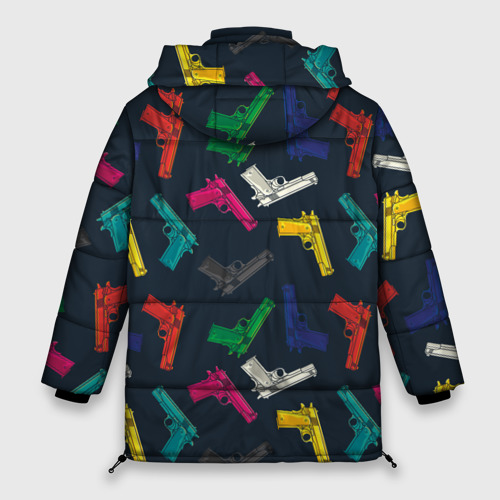 Женская зимняя куртка Oversize Разноцветные пистолеты, цвет черный - фото 2
