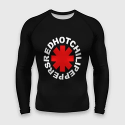 Мужской рашгард 3D Red Hot chili peppers logo on black