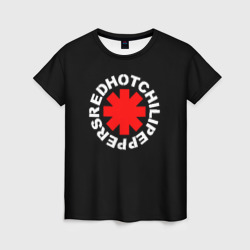 Женская футболка 3D Red Hot chili peppers logo on black