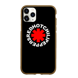 Чехол для iPhone 11 Pro матовый Red Hot chili peppers logo on black