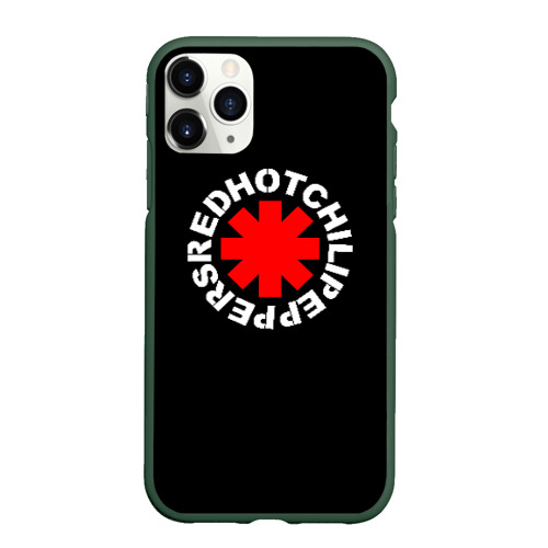Чехол для iPhone 11 Pro матовый Red Hot chili peppers logo on black, цвет темно-зеленый