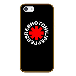 Чехол для iPhone 5/5S матовый Red Hot chili peppers logo on black