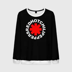 Мужской свитшот 3D Red Hot chili peppers logo on black