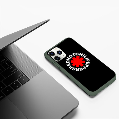 Чехол для iPhone 11 Pro матовый Red Hot chili peppers logo on black, цвет темно-зеленый - фото 5