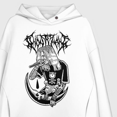 Женское худи Oversize хлопок Ghostemane, цвет белый - фото 3