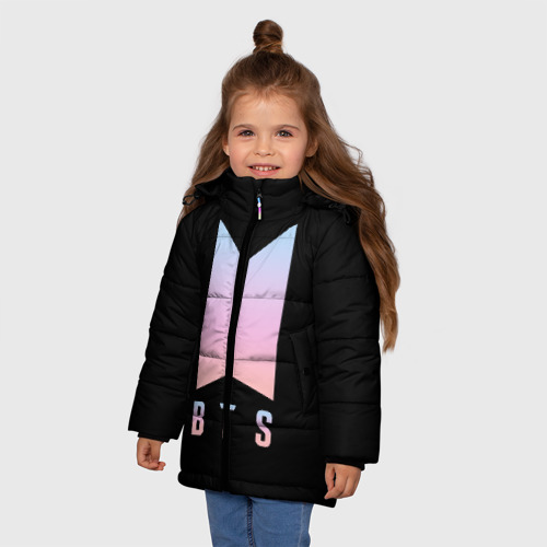Зимняя куртка для девочек 3D с принтом BTS на спине, фото на моделе #1