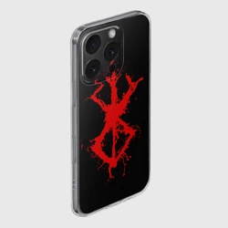 Чехол для iPhone 16 Pro Max силиконовый с защитой камеры Berserk logo elements red - фото 2