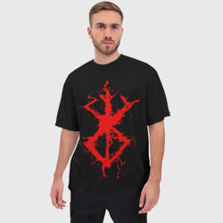 Мужская футболка oversize 3D Berserk logo elements red - фото 2