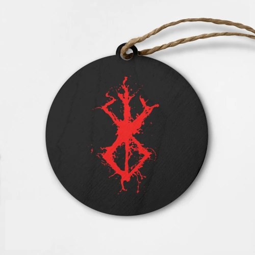 Деревянная игрушка круг Berserk logo elements red