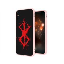 Чехол для iPhone X матовый Berserk logo elements red - фото 2