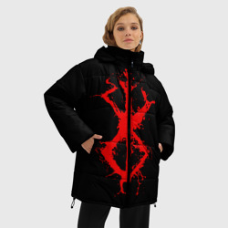 Женская зимняя куртка Oversize Berserk logo elements red - фото 2