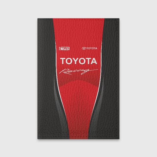 Обложка для паспорта матовая кожа Toyota Racing, цвет голубой