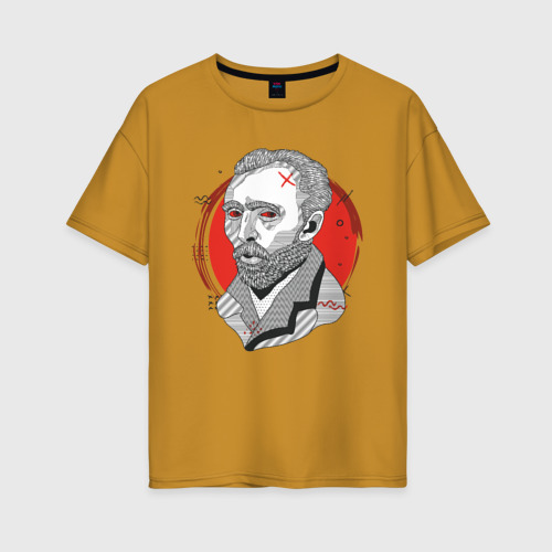 Женская футболка хлопок Oversize с принтом Винсент Ван Гог, вид спереди #2