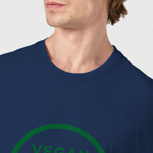 Мужская футболка хлопок Веган (Знак), цвет темно-синий - фото 6