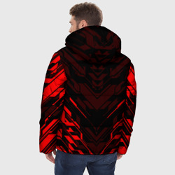Куртка с принтом Cyberpunk 2077 Киану Ривз для мужчины, вид на модели сзади №2. Цвет основы: черный