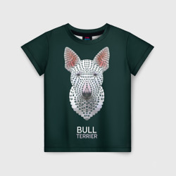 Детская футболка 3D Бультерьер геометрический портрет