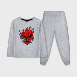 Детская пижама с лонгсливом хлопок Cyberpunk 2077 огненный кибер Они