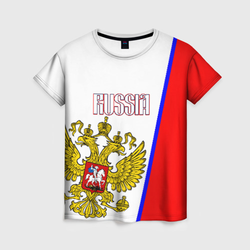 Женская футболка с принтом Russia Sport, вид спереди №1