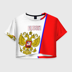 Женская футболка Crop-top 3D Russia Sport