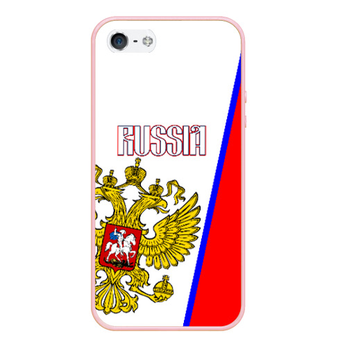 Чехол для iPhone 5/5S матовый Russia Sport, цвет светло-розовый