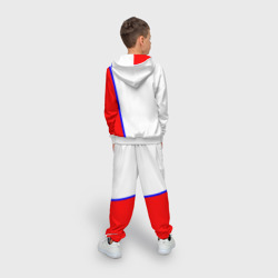 Костюм с принтом Russia Sport для ребенка, вид на модели сзади №2. Цвет основы: белый