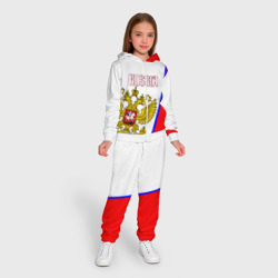 Костюм с принтом Russia Sport для ребенка, вид на модели спереди №3. Цвет основы: белый