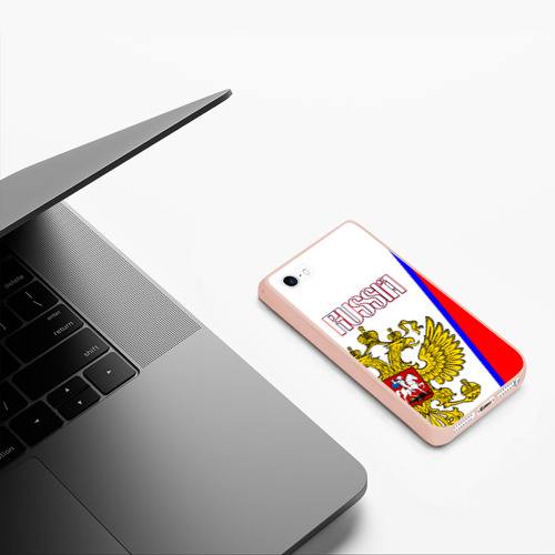 Чехол для iPhone 5/5S матовый Russia Sport, цвет светло-розовый - фото 5