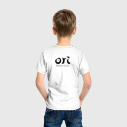 Футболка с принтом Ori - And The Will Of The Wisp для ребенка, вид на модели сзади №2. Цвет основы: белый