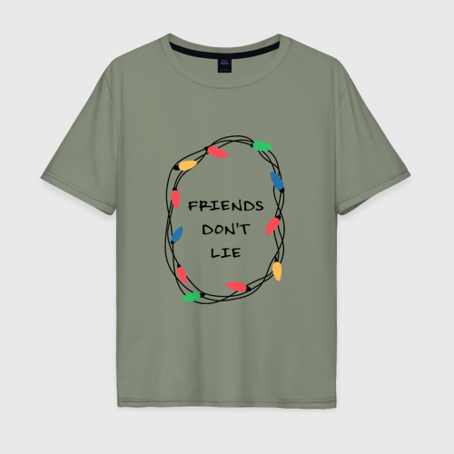 Мужская футболка хлопок Oversize с принтом Friends don't lie, вид спереди #2