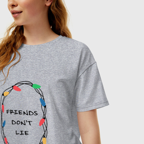 Женская футболка хлопок Oversize с принтом Friends don't lie, фото на моделе #1