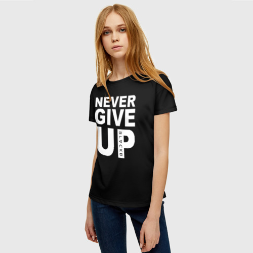 Женская футболка 3D с принтом NEVER GIVE UP САЛАХ, фото на моделе #1