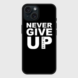 Чехол силиконовый для Apple iPhone 15 матовый Never give Up салах