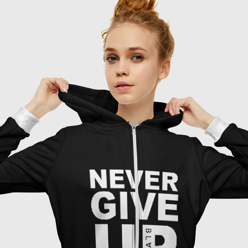 Женская толстовка 3D на молнии Never give Up салах - фото 5