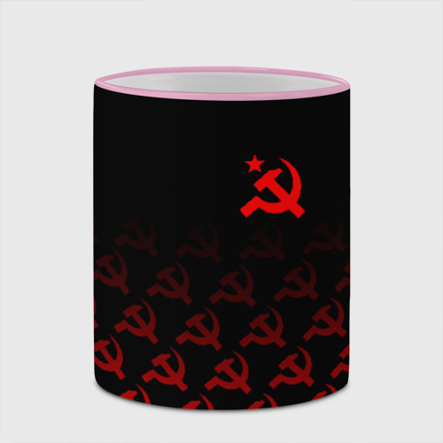 Кружка с полной запечаткой Серп и молот СССР паттерн, цвет Кант розовый - фото 4