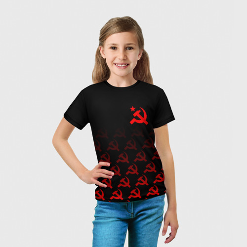 Детская футболка 3D Серп и молот СССР паттерн, цвет 3D печать - фото 5