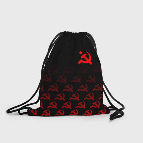 Рюкзак-мешок с принтом Серп и молот СССР паттерн, вид спереди №1