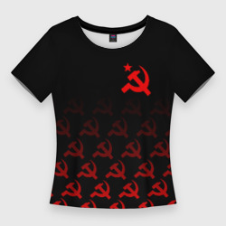 Женская футболка 3D Slim Серп и молот СССР паттерн
