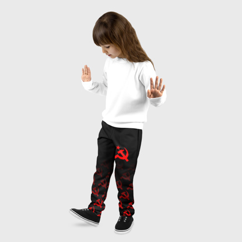 Детские брюки 3D Серп и молот СССР паттерн, цвет 3D печать - фото 3