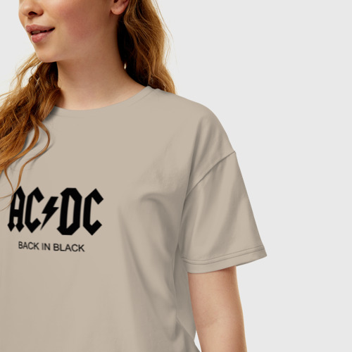 Женская футболка хлопок Oversize с принтом AC/DC, фото на моделе #1