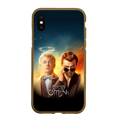 Чехол для iPhone XS Max матовый Good Omens, цвет коричневый