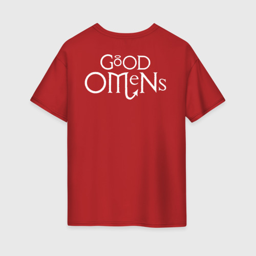 Женская футболка хлопок Oversize Good Omens, цвет красный - фото 2