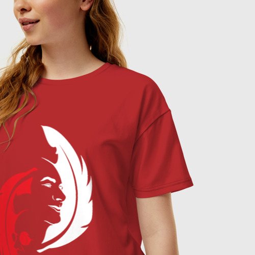 Женская футболка хлопок Oversize Good Omens, цвет красный - фото 3