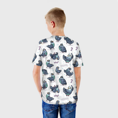 Детская футболка 3D с принтом Голуби, вид сзади #2