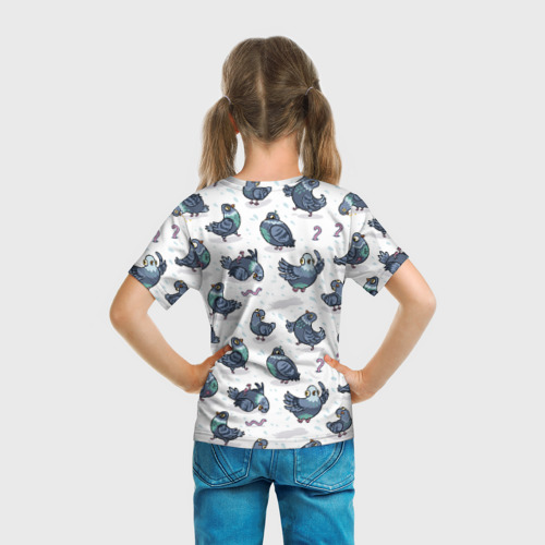 Детская футболка 3D с принтом Голуби, вид сзади #2
