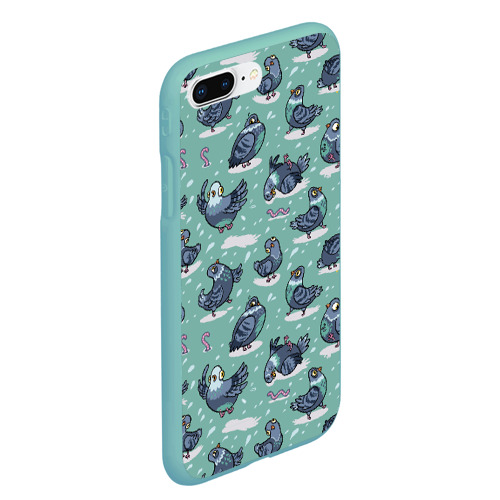 Чехол для iPhone 7Plus/8 Plus матовый Голуби и червяки, цвет мятный - фото 3