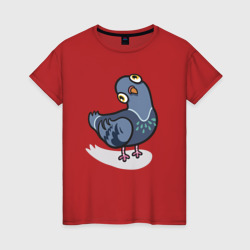Женская футболка хлопок Удивленный голубь