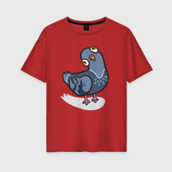 Женская футболка хлопок Oversize Удивленный голубь