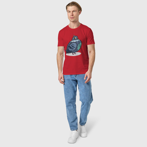 Мужская футболка хлопок Напыщенный голубь, цвет красный - фото 5