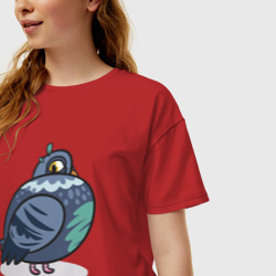 Женская футболка хлопок Oversize Напыщенный голубь - фото 2