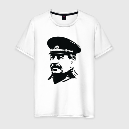 Мужская футболка из хлопка с принтом Сталин, вид спереди №1